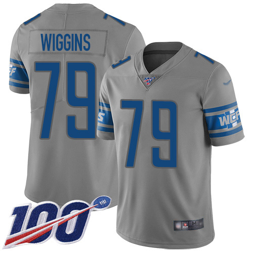 Nike Lions #79 Kenny Wiggins Gray Youth Stitched NFL Limited Inverted Legend 100th Season Jersey